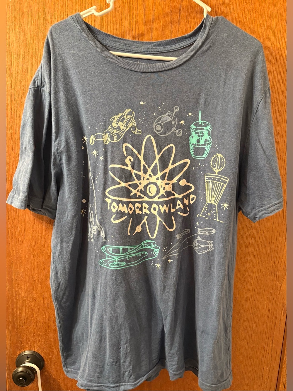 Disney Parks WDW Tomorrowland Tee in Slate Blue XL Women’s EUC Glow-in-the-Dark